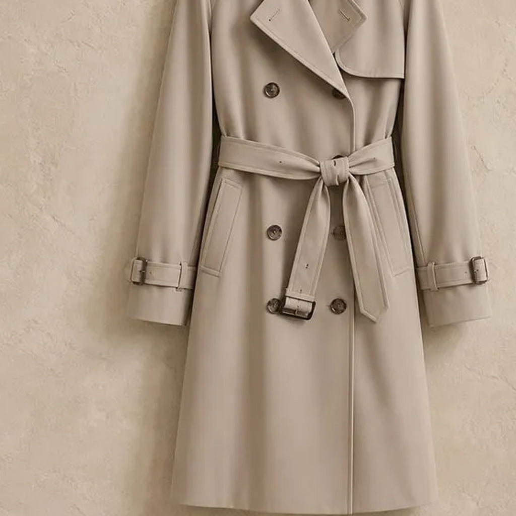 Limited Edition Mid-Length Trench Coat in Flowing Gabardine