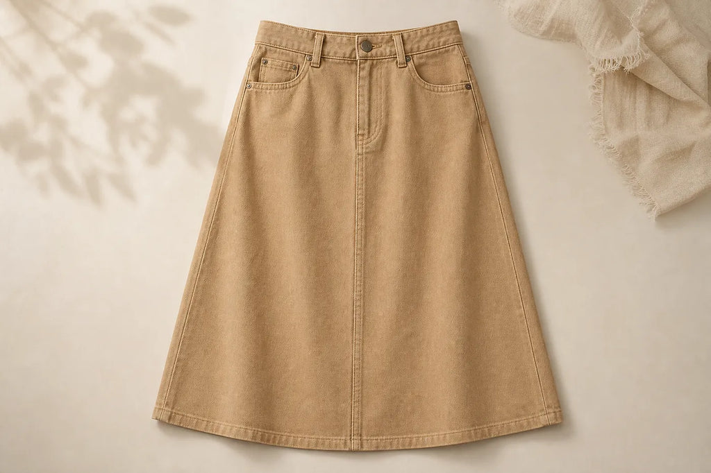 Signature Denim Trapeze Mini Skirt