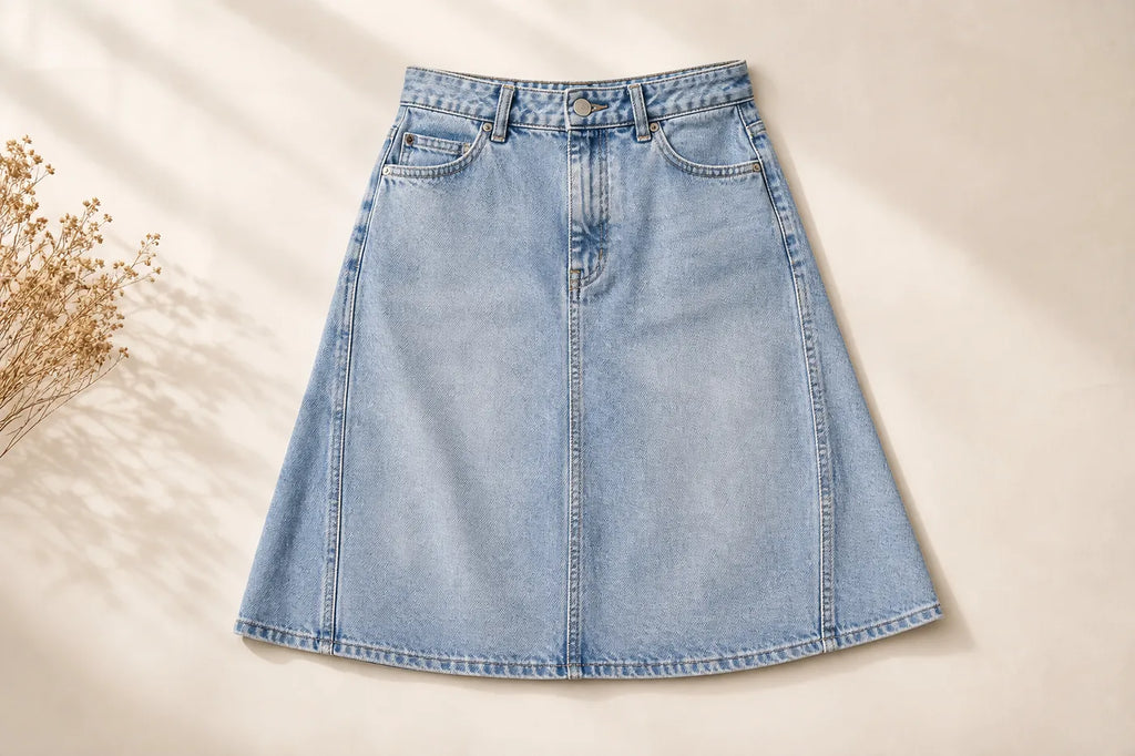 Signature Denim Trapeze Mini Skirt