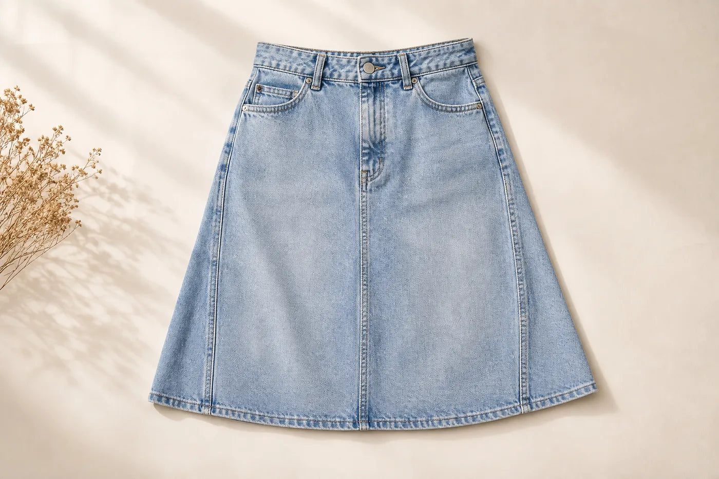 Signature Denim Trapeze Mini Skirt