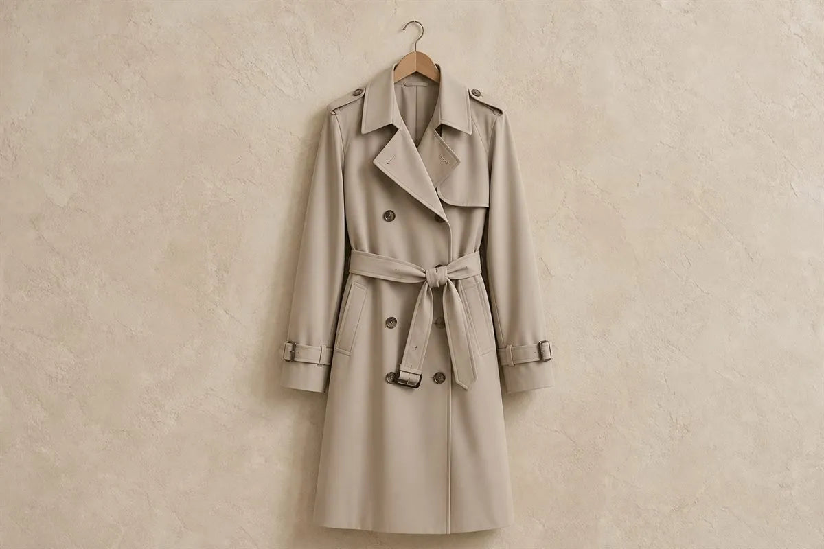 Limited Edition Mid-Length Trench Coat in Flowing Gabardine